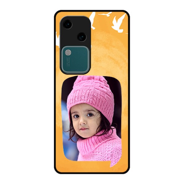 Vivo V30 5G Custom Glass Phone Case - Water Color Design With Bird Icons Vivo V30 5G Custom Glass Phone Case - Water Color Design With Bird Icons
