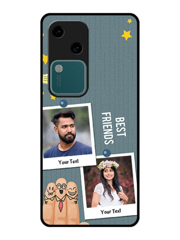 Custom Vivo V30 5G Custom Glass Phone Case - Sticky Frames And Friendship Design
