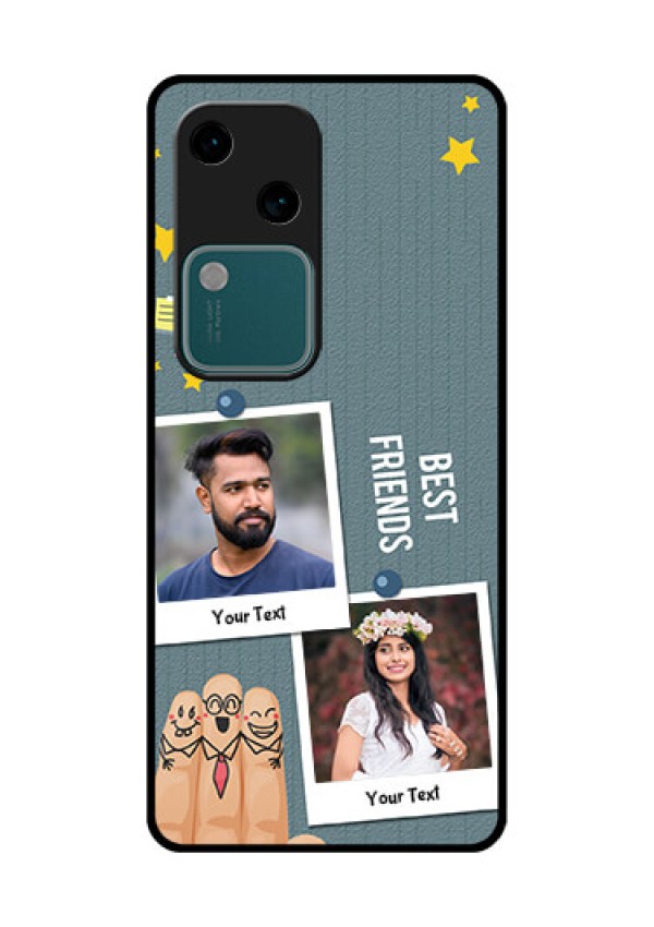 Vivo V30 5G Custom Glass Phone Case - Sticky Frames And Friendship Design