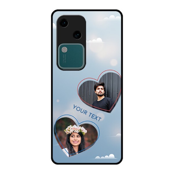 Vivo V30 5G Custom Glass Phone Case - Blue Color Couple Design