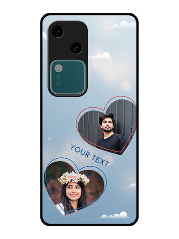 Custom Vivo V30 5G Custom Glass Phone Case - Blue Color Couple Design