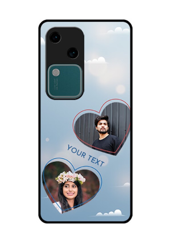 Vivo V30 5G Custom Glass Phone Case - Blue Color Couple Design