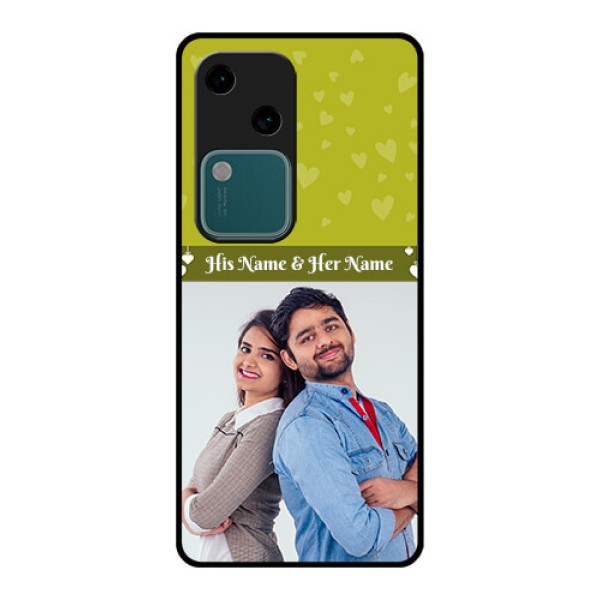 Vivo V30 5G Custom Glass Phone Case - You & Me Heart Design
