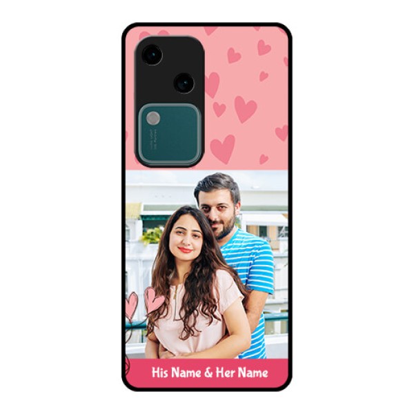 Vivo V30 5G Custom Glass Phone Case - Love Design Peach Color