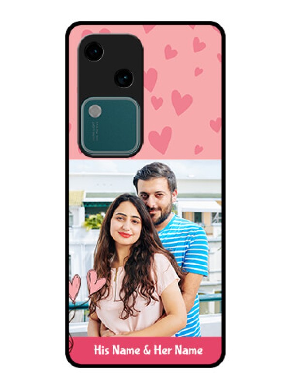 Custom Vivo V30 5G Custom Glass Phone Case - Love Design Peach Color