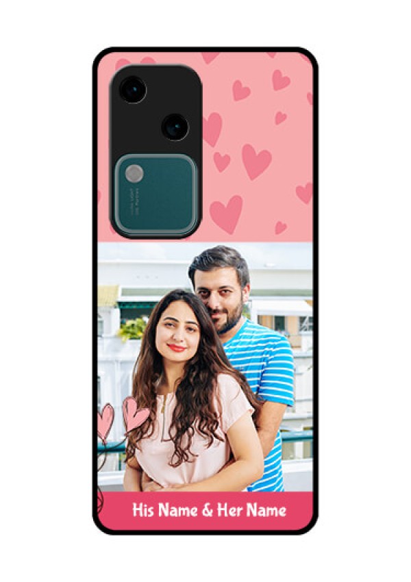 Vivo V30 5G Custom Glass Phone Case - Love Design Peach Color