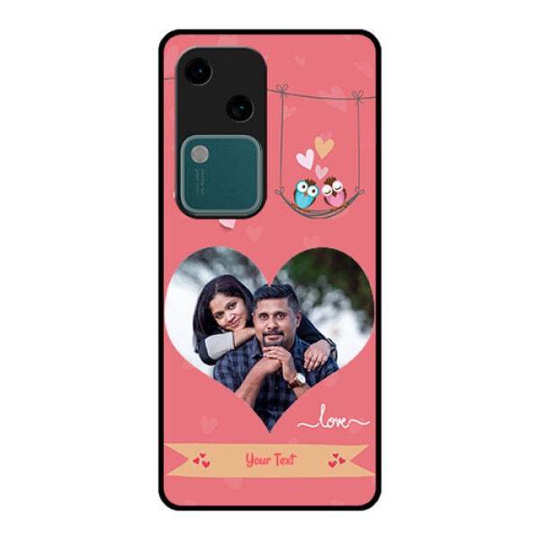 Vivo V30 5G Custom Glass Phone Case - Peach Color Love Design