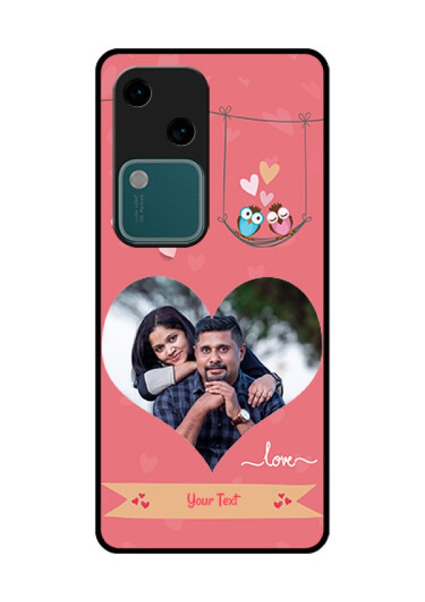 Vivo V30 5G Custom Glass Phone Case - Peach Color Love Design