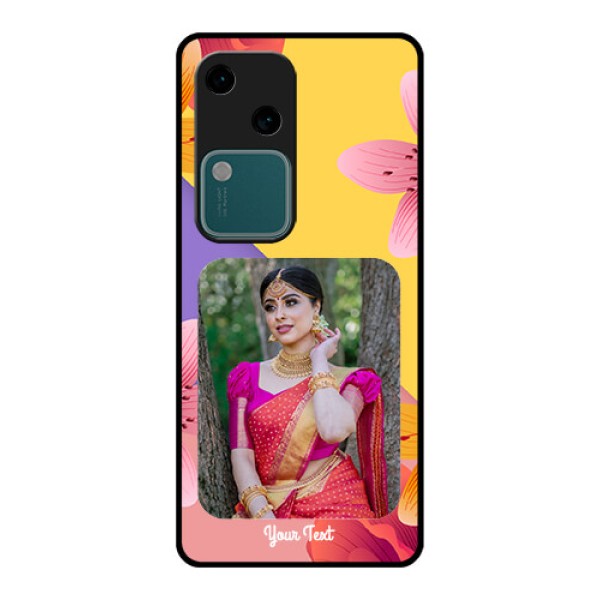 Vivo V30 5G Custom Glass Phone Case - 3 Image With Vintage Floral Design