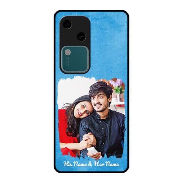 Vivo V30 5G Custom Glass Phone Case - Blue Color Vintage Design