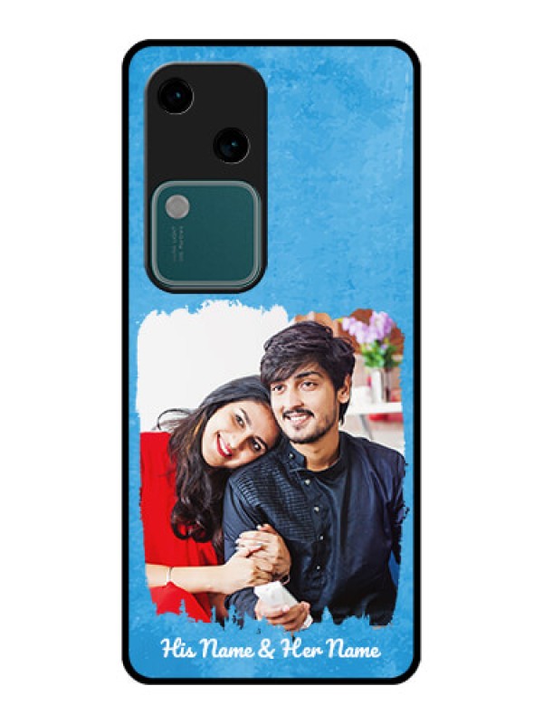 Custom Vivo V30 5G Custom Glass Phone Case - Blue Color Vintage Design