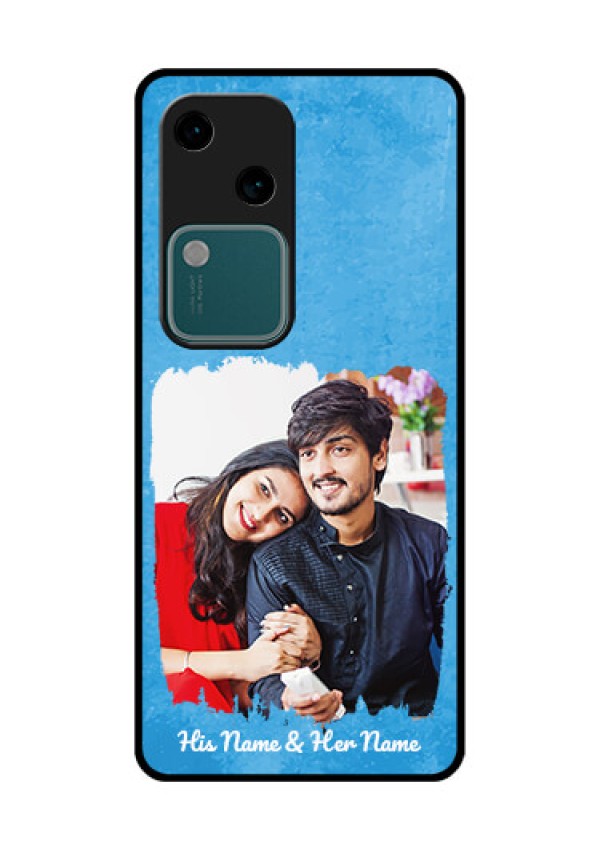 Vivo V30 5G Custom Glass Phone Case - Blue Color Vintage Design