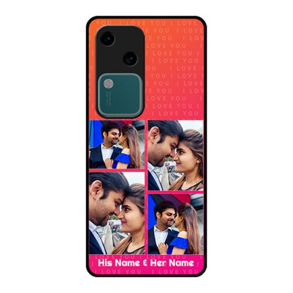 Vivo V30 5G Custom Glass Phone Case - I Love You Pink Design