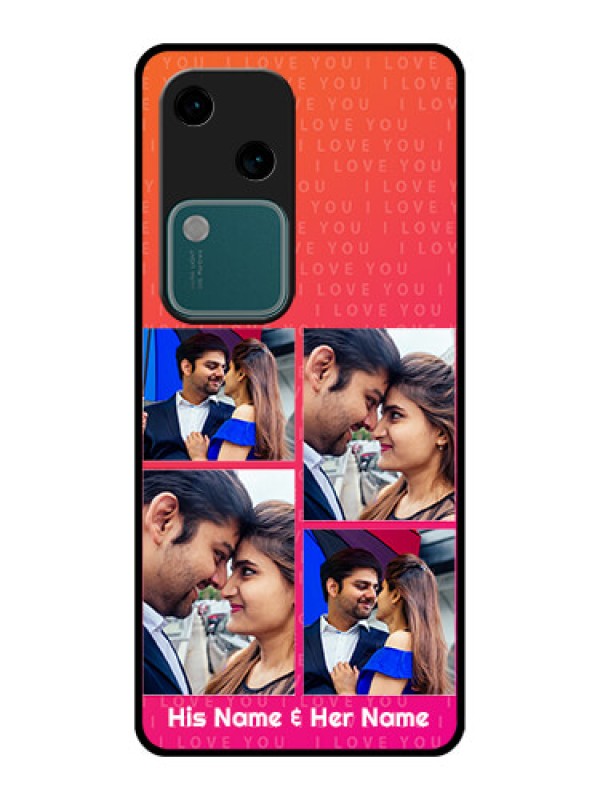 Custom Vivo V30 5G Custom Glass Phone Case - I Love You Pink Design