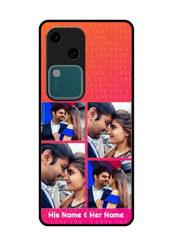 Vivo V30 5G Custom Glass Phone Case - I Love You Pink Design