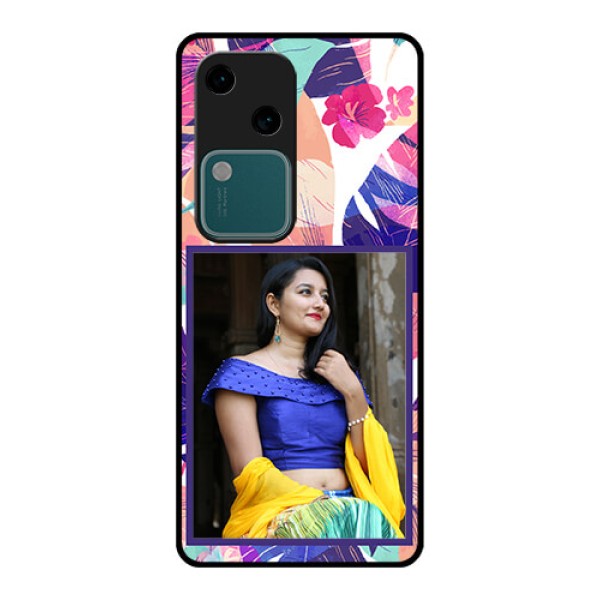 Vivo V30 5G Custom Glass Phone Case - Abstract Floral Design