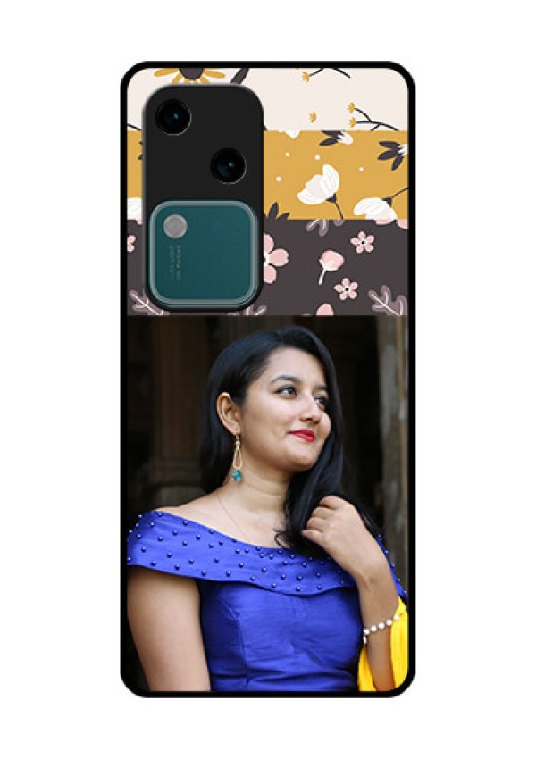 Vivo V30 5G Custom Glass Phone Case - Stylish Floral Design