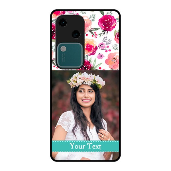 Vivo V30 5G Custom Glass Phone Case - Water Colors Floral Design Vivo V30 5G Custom Glass Phone Case - Water Colors Floral Design