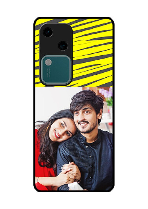 Vivo V30 5G Custom Glass Phone Case - Yellow Abstract Design