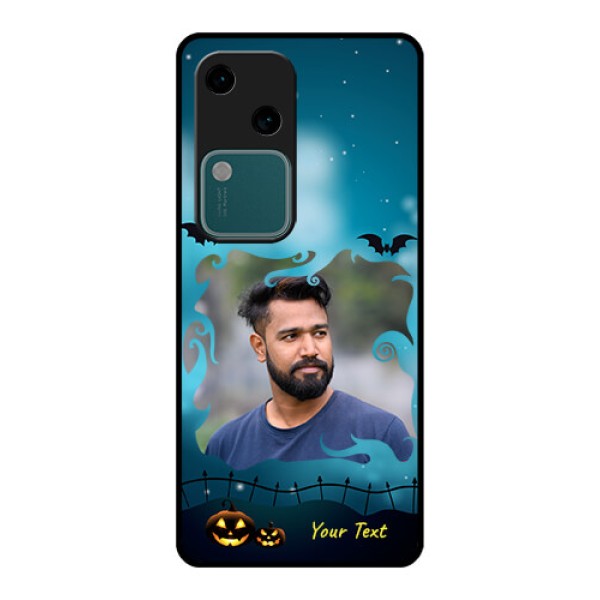Vivo V30 5G Custom Glass Phone Case - Halloween Frame Design