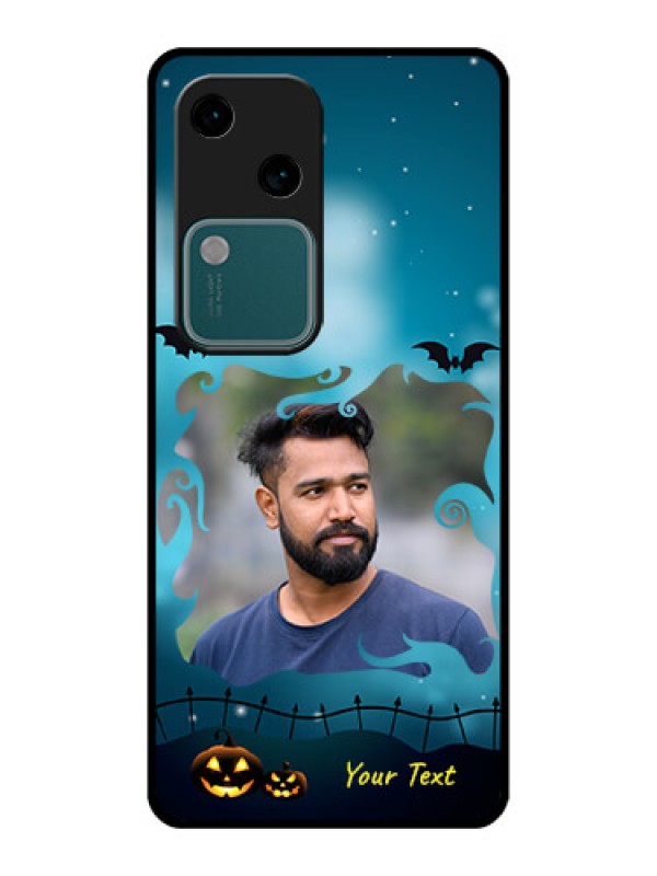 Custom Vivo V30 5G Custom Glass Phone Case - Halloween Frame Design