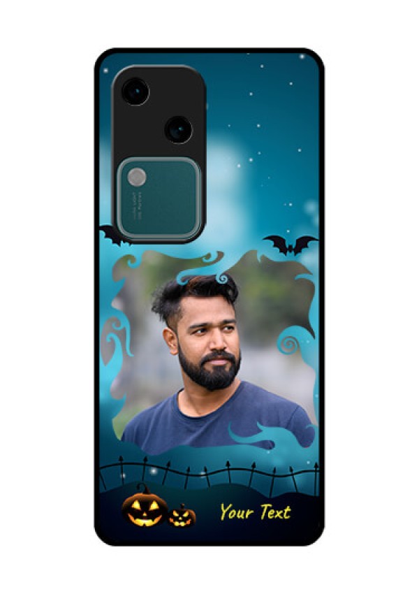 Vivo V30 5G Custom Glass Phone Case - Halloween Frame Design