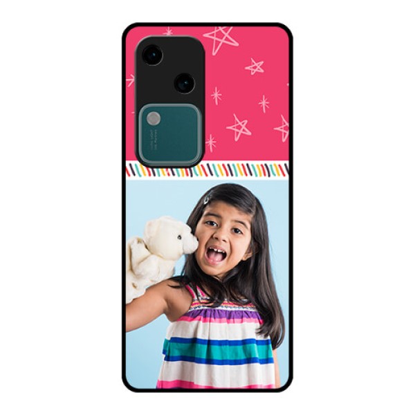 Vivo V30 5G Custom Glass Phone Case - Line Art Design