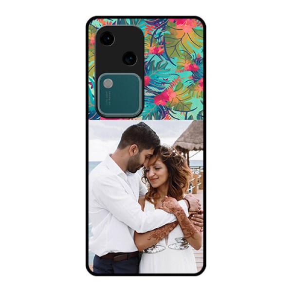 Vivo V30 5G Custom Glass Phone Case - Watercolor Floral Design