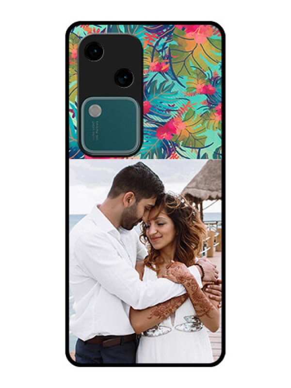 Custom Vivo V30 5G Custom Glass Phone Case - Watercolor Floral Design