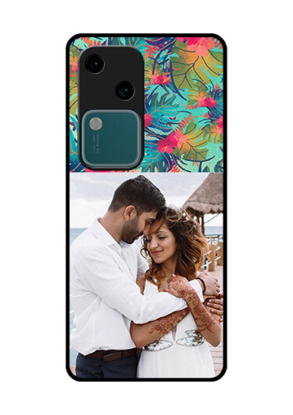 Vivo V30 5G Custom Glass Phone Case - Watercolor Floral Design