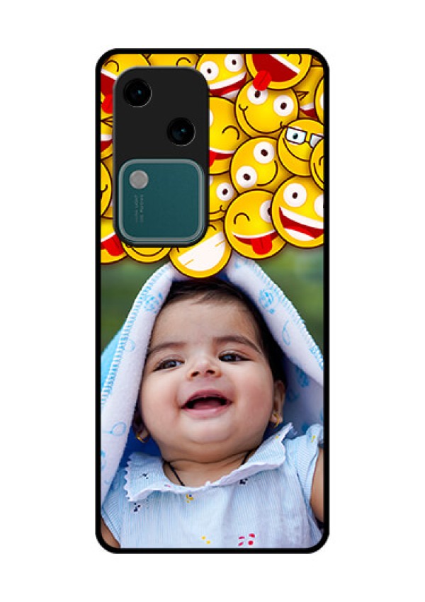 Vivo V30 5G Custom Glass Phone Case - With Smiley Emoji Design