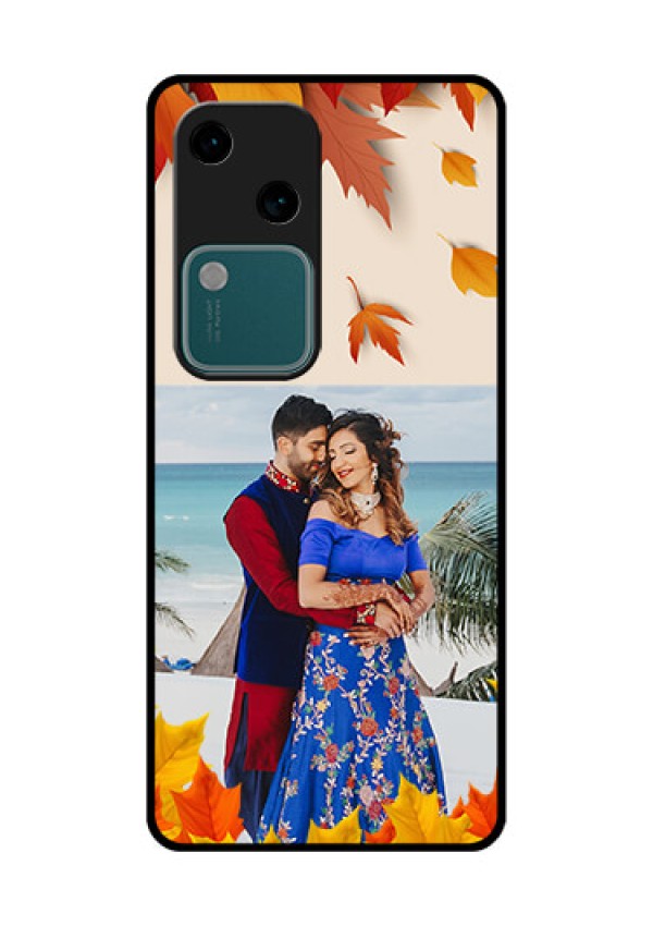 Vivo V30 5G Custom Glass Phone Case - Autumn Maple Leaves Design