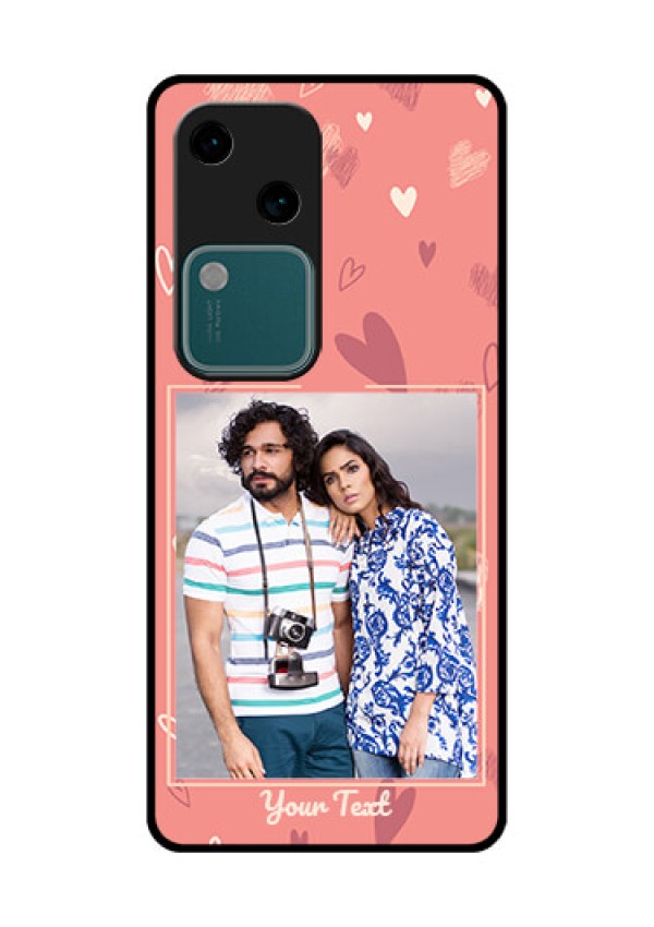 Vivo V30 5G Custom Glass Phone Case - Love Doodle Art Design