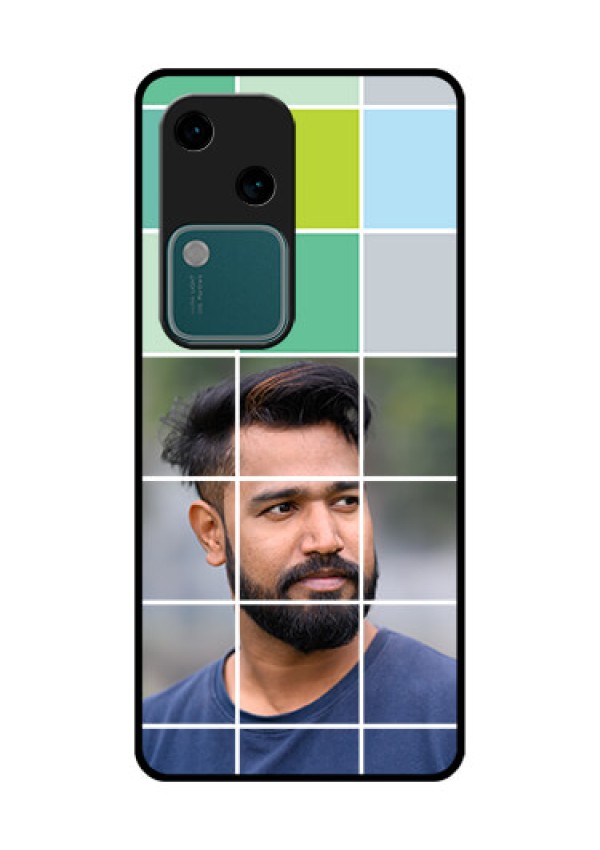 Vivo V30 5G Custom Glass Phone Case - With White Box Pattern