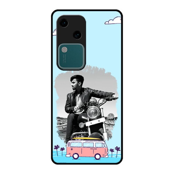 Vivo V30 5G Custom Glass Phone Case - Travel & Adventure Design