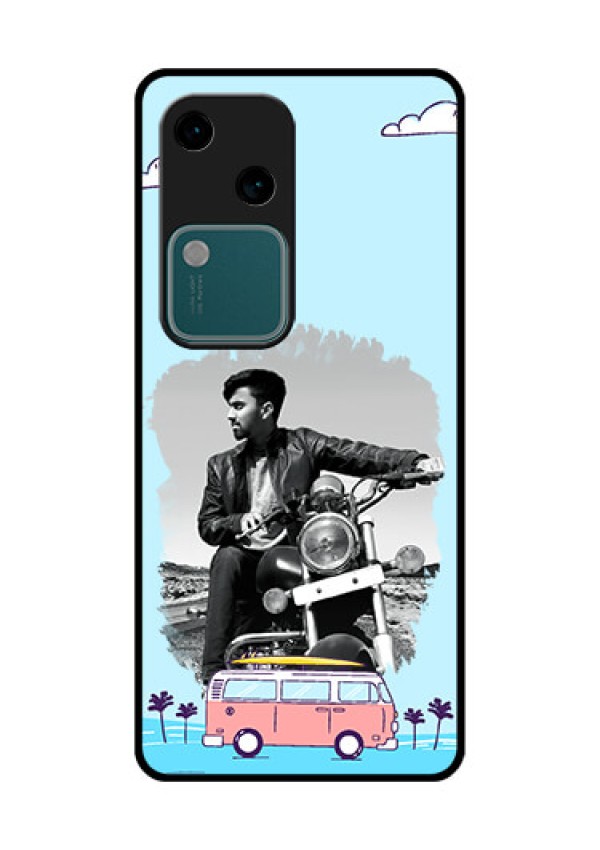 Vivo V30 5G Custom Glass Phone Case - Travel & Adventure Design
