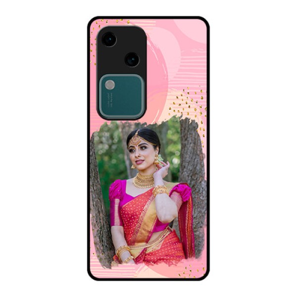 Vivo V30 5G Custom Glass Phone Case - Gold Glitter Splash Design