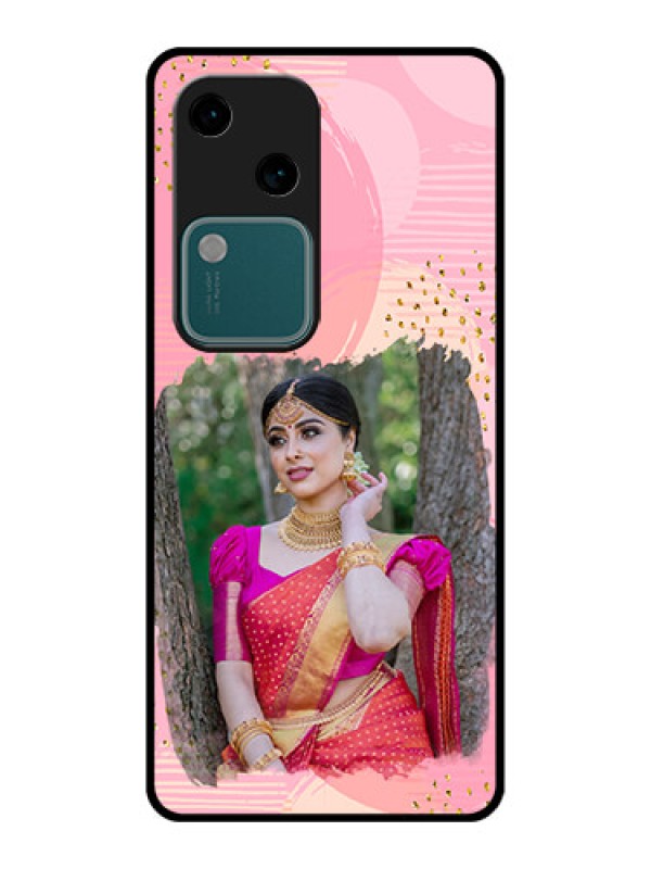 Custom Vivo V30 5G Custom Glass Phone Case - Gold Glitter Splash Design