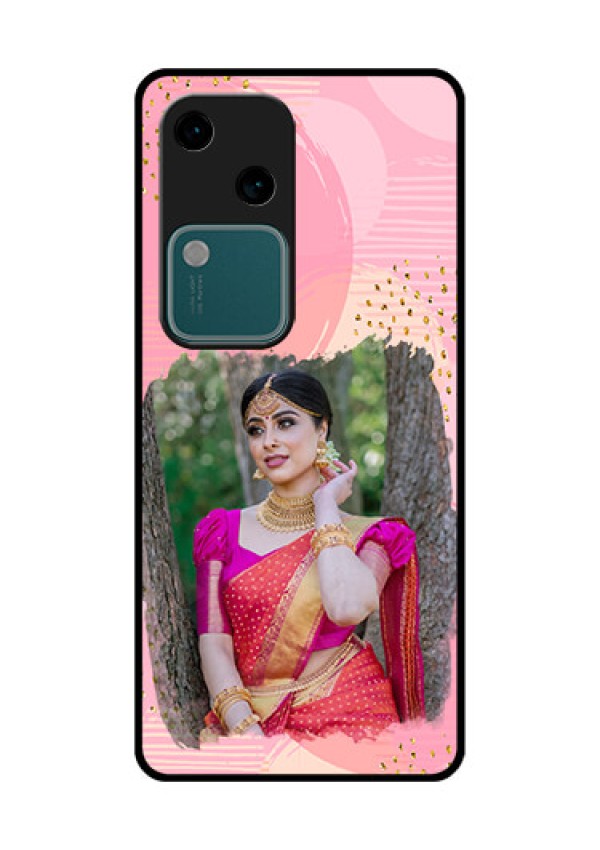 Vivo V30 5G Custom Glass Phone Case - Gold Glitter Splash Design