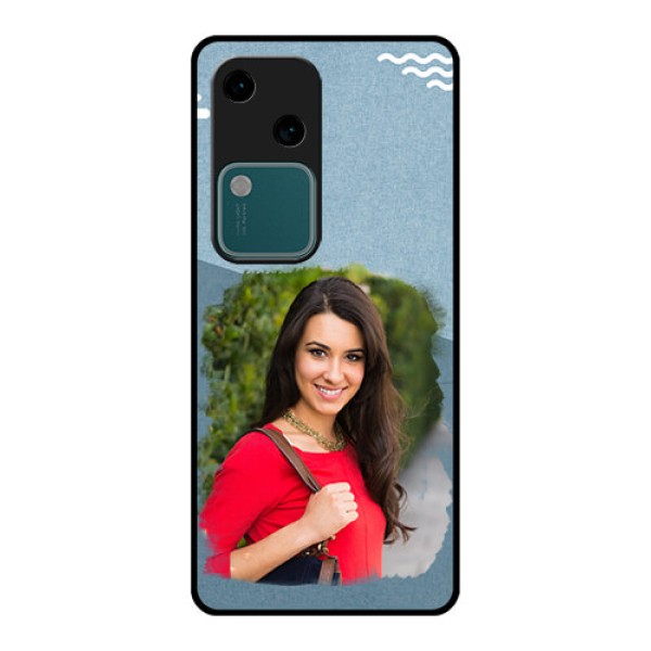 Vivo V30 5G Custom Glass Phone Case - Grunge Line Art Design Vivo V30 5G Custom Glass Phone Case - Grunge Line Art Design