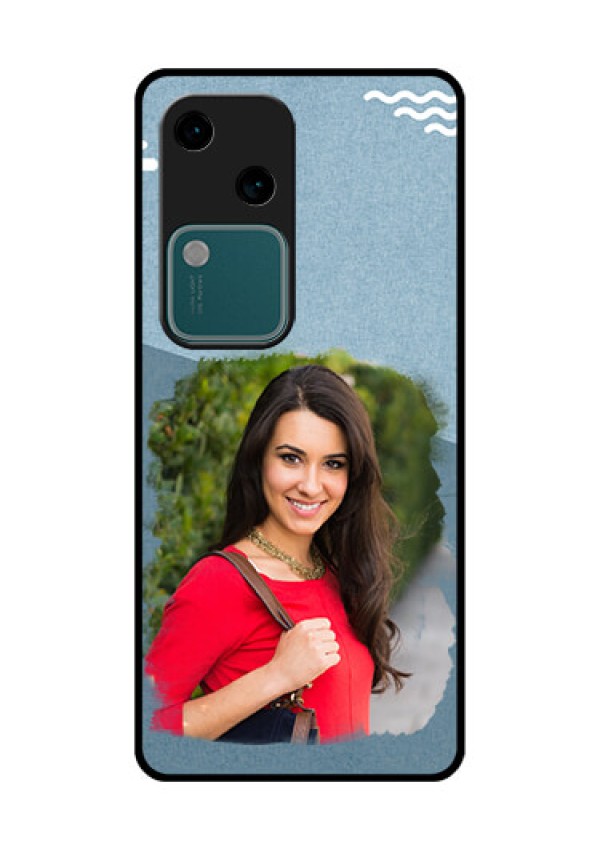 Vivo V30 5G Custom Glass Phone Case - Grunge Line Art Design