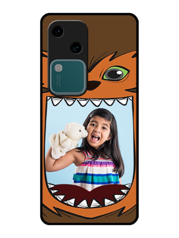 Custom Vivo V30 5G Custom Glass Phone Case - Owl Monster Back Case Design