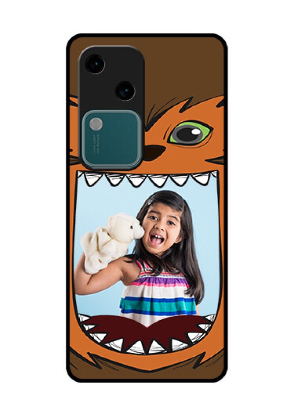 Vivo V30 5G Custom Glass Phone Case - Owl Monster Back Case Design