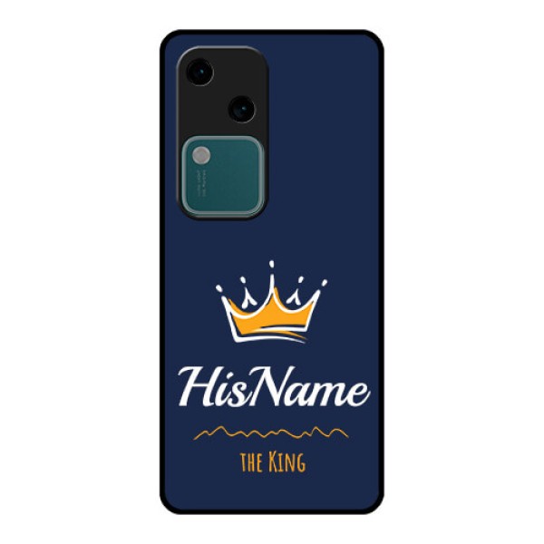 Vivo V30 5G Custom Glass Phone Case - King With Name Design