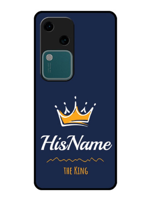 Custom Vivo V30 5G Custom Glass Phone Case - King With Name Design