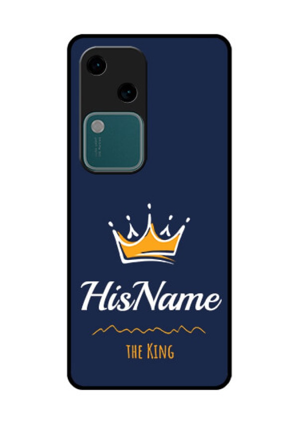 Vivo V30 5G Custom Glass Phone Case - King With Name Design