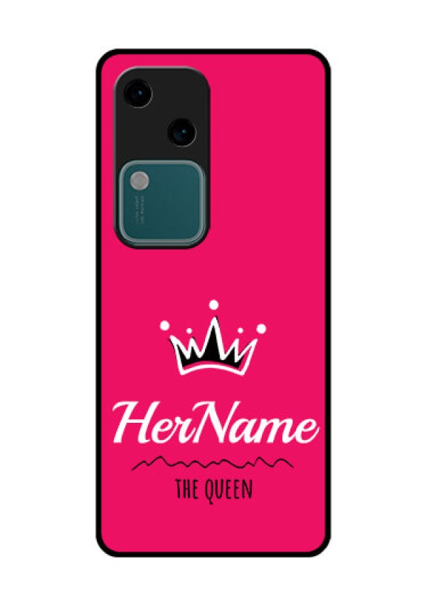 Vivo V30 5G Custom Glass Phone Case - Queen With Name Design