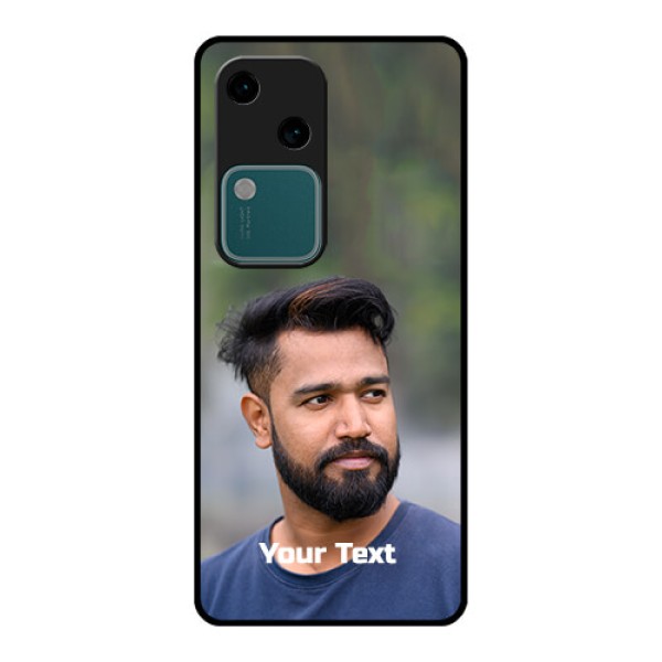 Vivo V30 5G Custom Glass Phone Case - Photo With Text Design