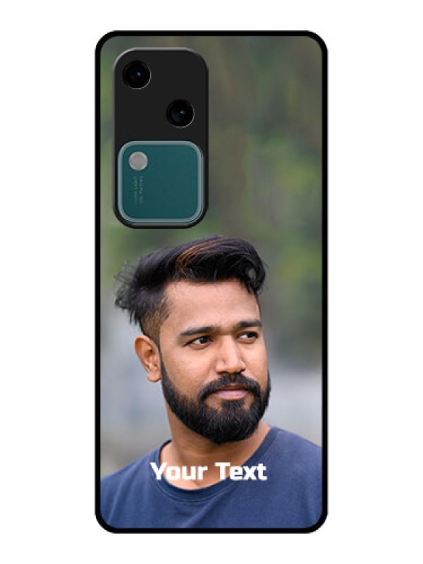Custom Vivo V30 5G Custom Glass Phone Case - Photo With Text Design