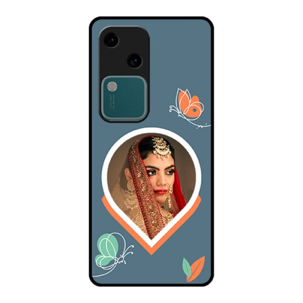 Vivo V30 5G Custom Glass Phone Case - Droplet Butterflies Design
